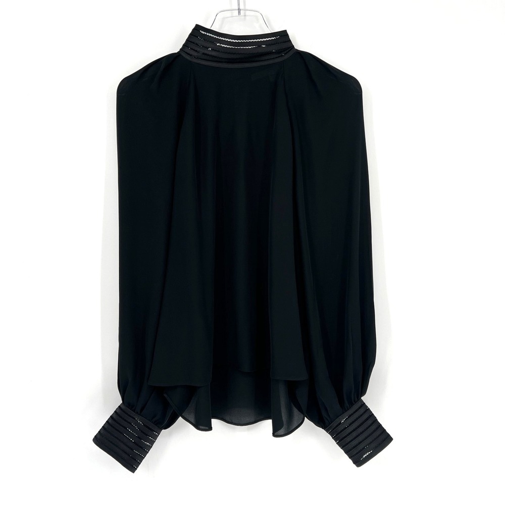 Veronica Beard Top Womens‎ 10 Black Silk Blouse Long Sleeve Classic Designer